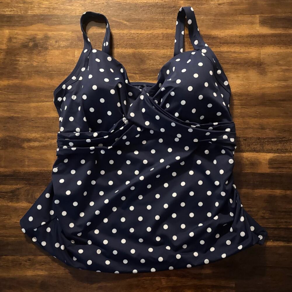 Lands End Women's 18 W Tankini Bathing Suit Swim Tank Top Underwire Shelf Bra